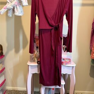 Burgundy Wrap Dress